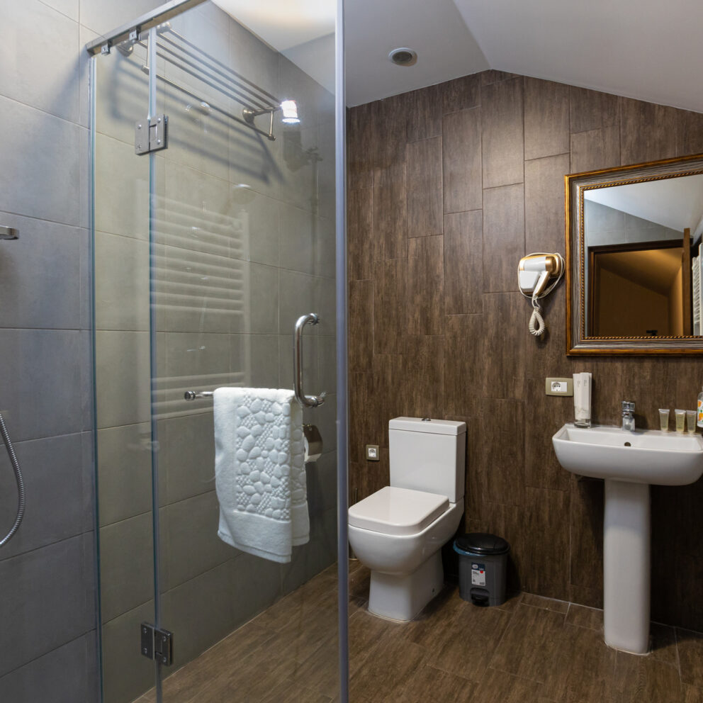 Modern bathroom of cottages in the resort of Alaska