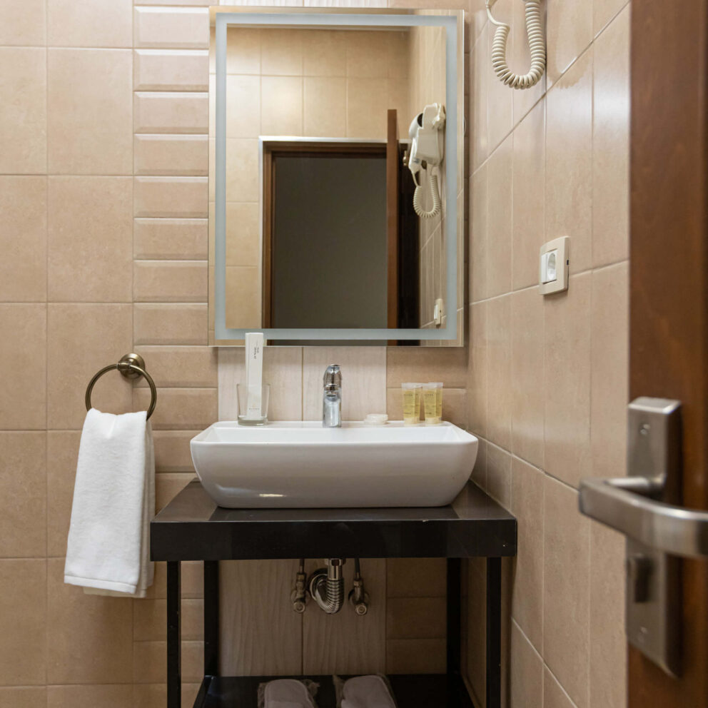 Hotel room bathroom